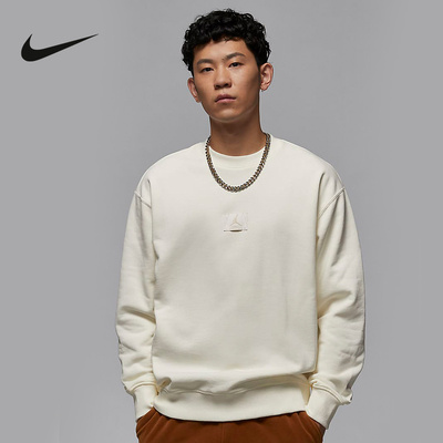 耐克薄绒卫衣黑色圆领套头连帽衫冬季厚实针织上衣FV7260-133