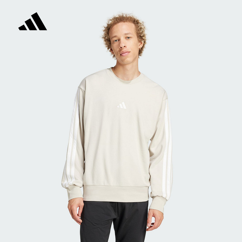 adidas阿迪达斯2025春季新款男子运动休闲卫衣圆领套头衫 JE6377