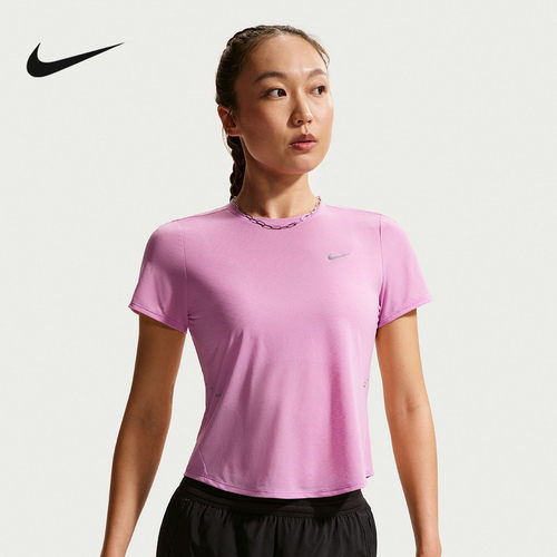NIKE耐克夏季新款女轻薄透气运动健身短袖短款修身T恤 IF1681-503
