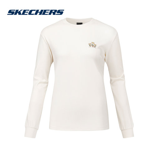 Skechers斯凯奇长袖衫2026春女休闲舒适透气上衣 P126W052/01B4