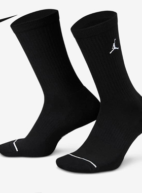 Nike耐克JORDAN中筒夏新款白色透气速干休闲袜子DX9632-100