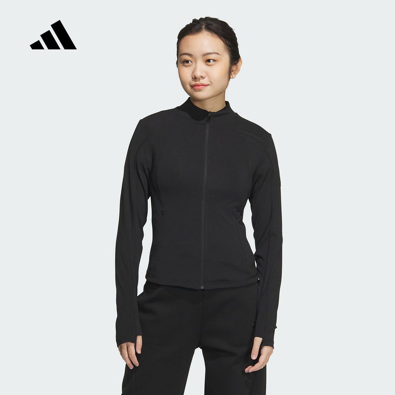 adidas阿迪达斯2025春季女款修身训练跑步运动休闲针织夹克JM8868