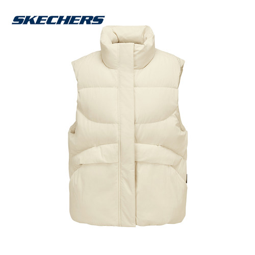 斯凯奇冬季女士轻盈防泼水户外立领梭织羽绒服马甲L425W021/001J