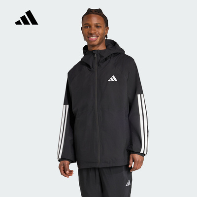 adidas阿迪达斯秋新款男防坡水防风透湿休闲连帽夹克外套 JM1056