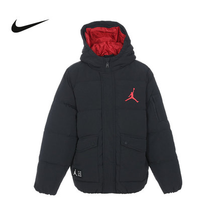 NIKE耐克Air Jordan小童工装夹克冬装2024新连帽羽绒服FV2824-010