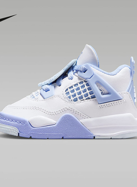 耐克JORDAN AJ4白蓝色婴童鞋轻便透气舒适运动鞋篮球鞋IB8961-100
