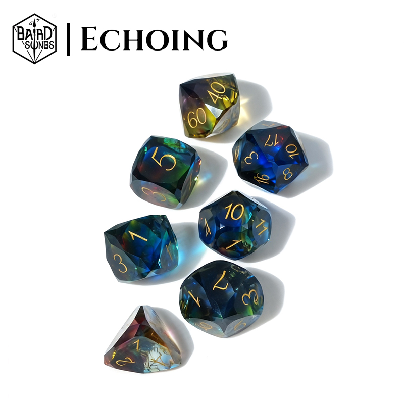 吟游之歌跑团鸣响系列幻彩琉璃琉璃骰子套装coc龙与地下城dnd