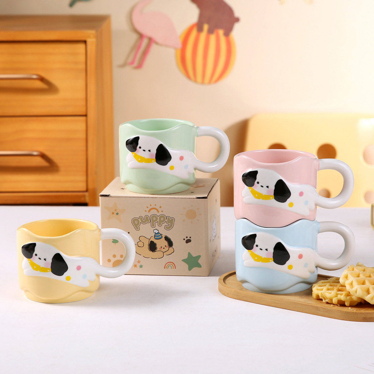 陶瓷杯叠叠杯女水杯卡通小狗马克杯情侣杯子牛奶咖啡杯动物创意,餐饮具,马克杯,淘宝优惠券,粉丝福利购,淘宝优惠卷