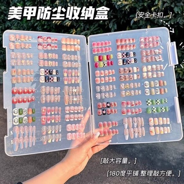 样品收纳盒子便携穿戴甲整理双面防尘展示款片美甲透明大容量册式
