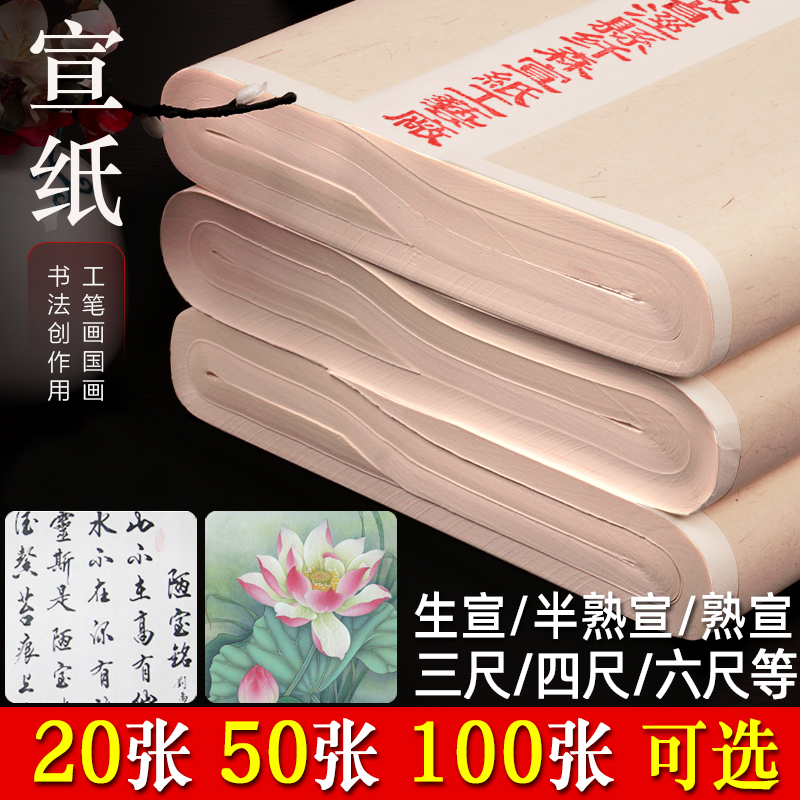 半生半熟宣纸100张书法专用纸六四尺对开国画生宣纸V初学者作品6