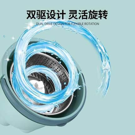 加厚单桶旋转拖把杆家用吸水甩干墩布通用免手洗拖地神器