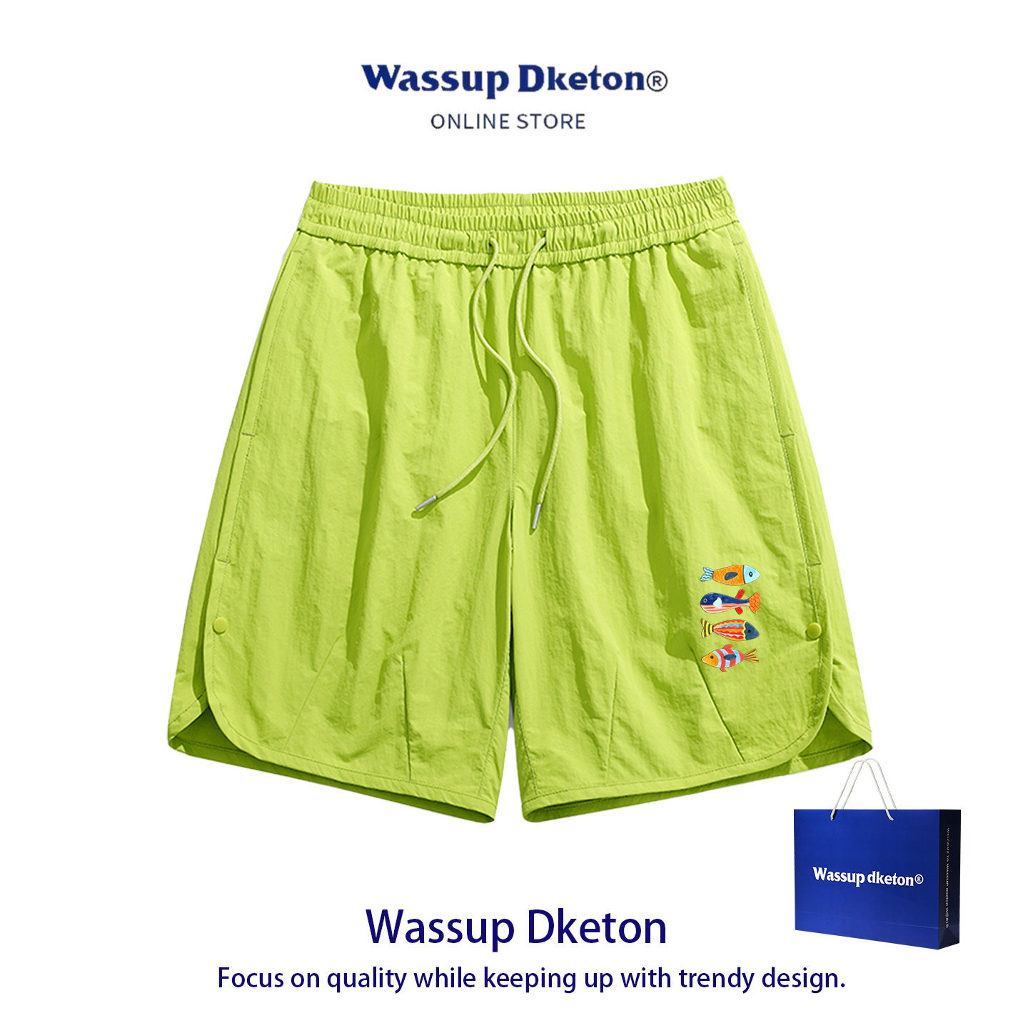 WASSUPDKETON冰丝速干五分短裤