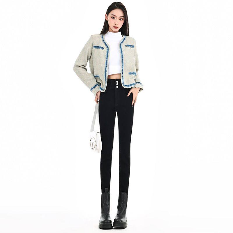 黑色加绒小脚牛仔裤女秋冬季2025新款小个子高腰显瘦紧身铅笔裤子,商业/办公家具,kt板/广告板/发泡板,淘宝优惠券,粉丝福利购,淘宝优惠卷