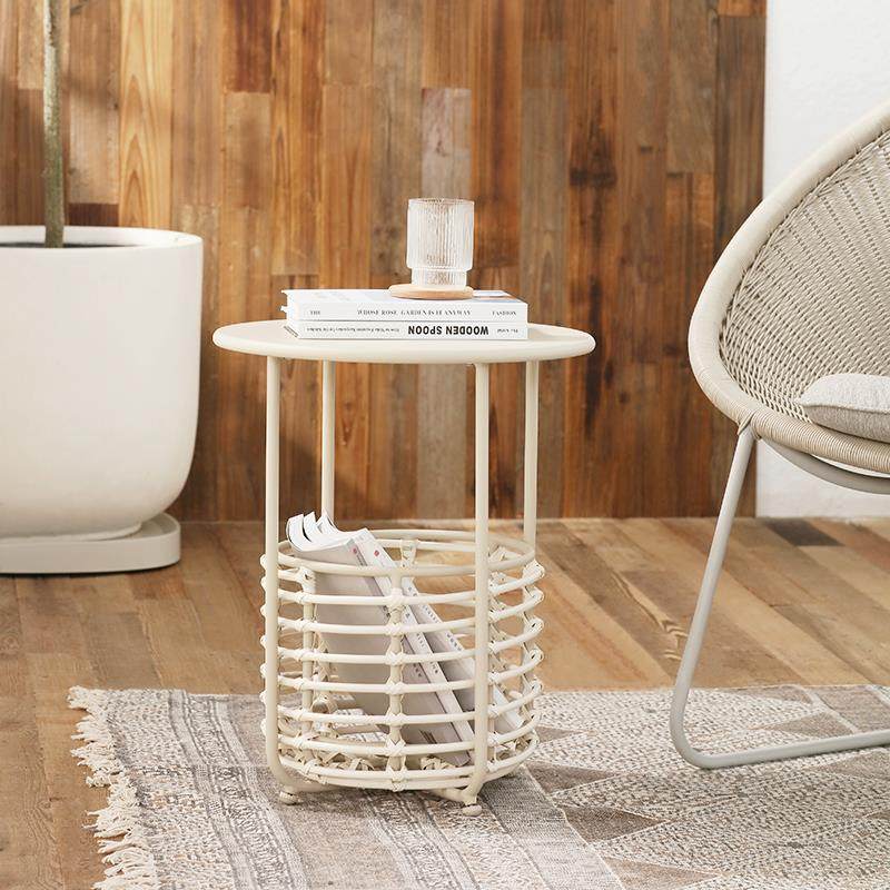 mwh曼好家藤编茶几小型储物简约圆形边几客厅沙发角几边柜置物架