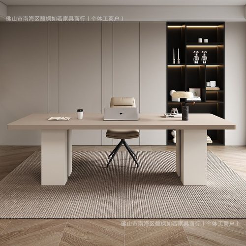 意式极简岩板书桌大户型办公桌双人工作台轻奢家用现代简约写字台