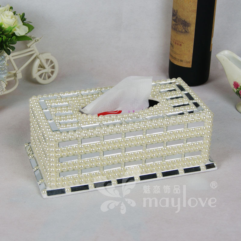 贴珍珠玻璃方镜片纸巾盒  欧式时尚创意餐巾盒客厅茶几工艺纸抽盒,电子元器件市场,电线扎带/束线带,淘宝优惠券,粉丝福利购,淘宝优惠卷