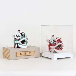 新中式舞狮醒狮子头摆件样板房间办公室客厅售楼处软装配饰品摆设