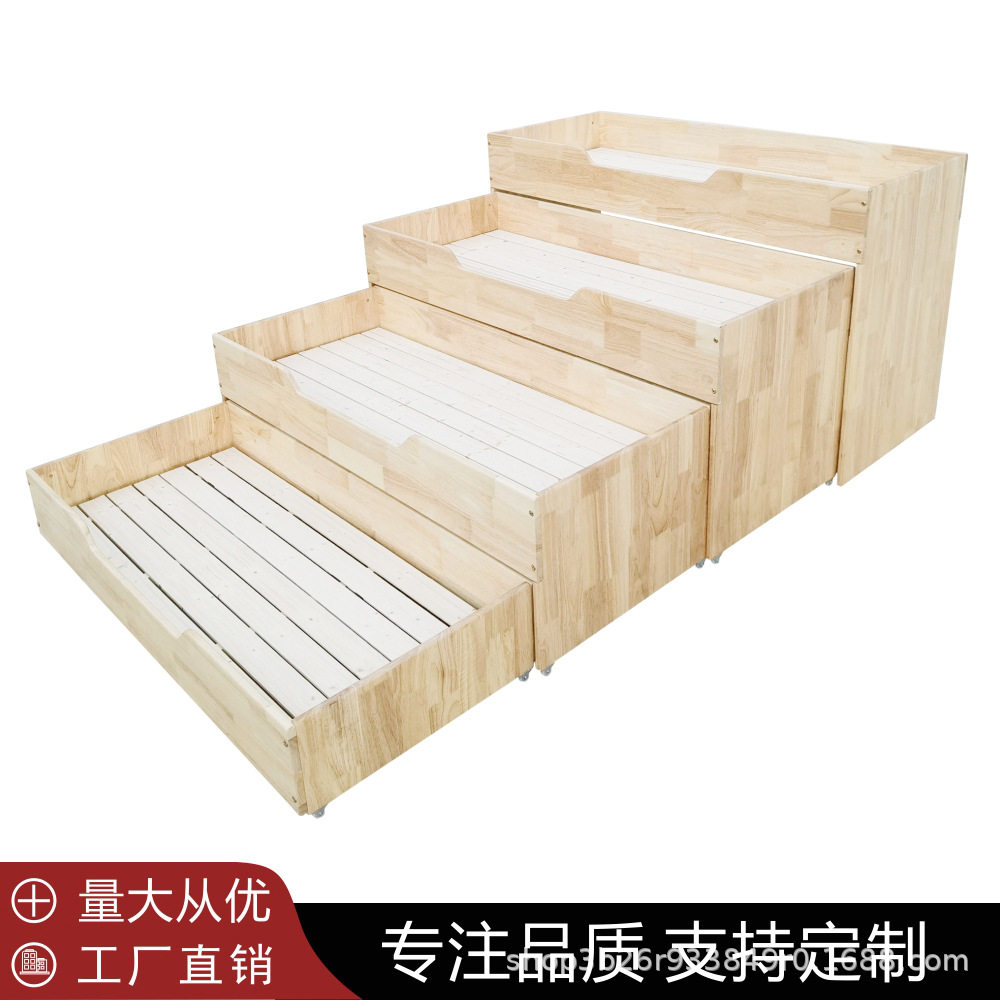 板式抽拉床儿童多层床实木橡木推拉床三层松木床幼儿园四层抽屉床