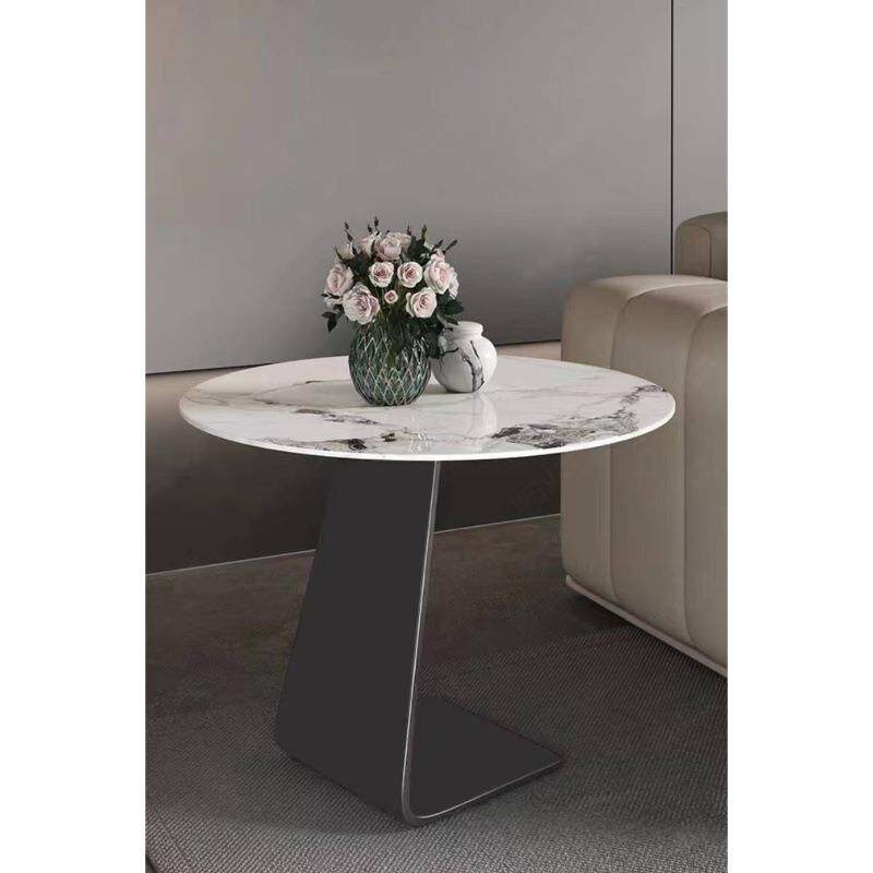 YL-D237轻奢岩板沙发边几边柜简约现代圆形可移动小茶几高级感床