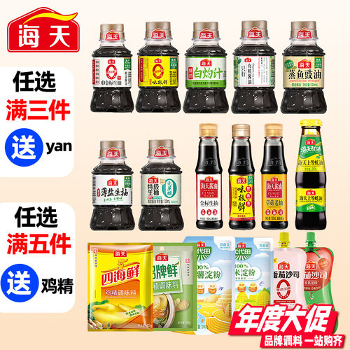 海天全套酱油特级酿造生抽老抽家庭宿舍小瓶调料套装组合佐料大全