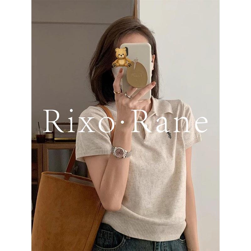 法国Rixo Rane 优雅简约⭐法式polo领短袖t恤正肩刺绣宽松上衣女