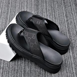 人字拖鞋男潮流夏季沙滩鞋增高厚底外穿防滑罗马凉鞋越南夹脚凉拖