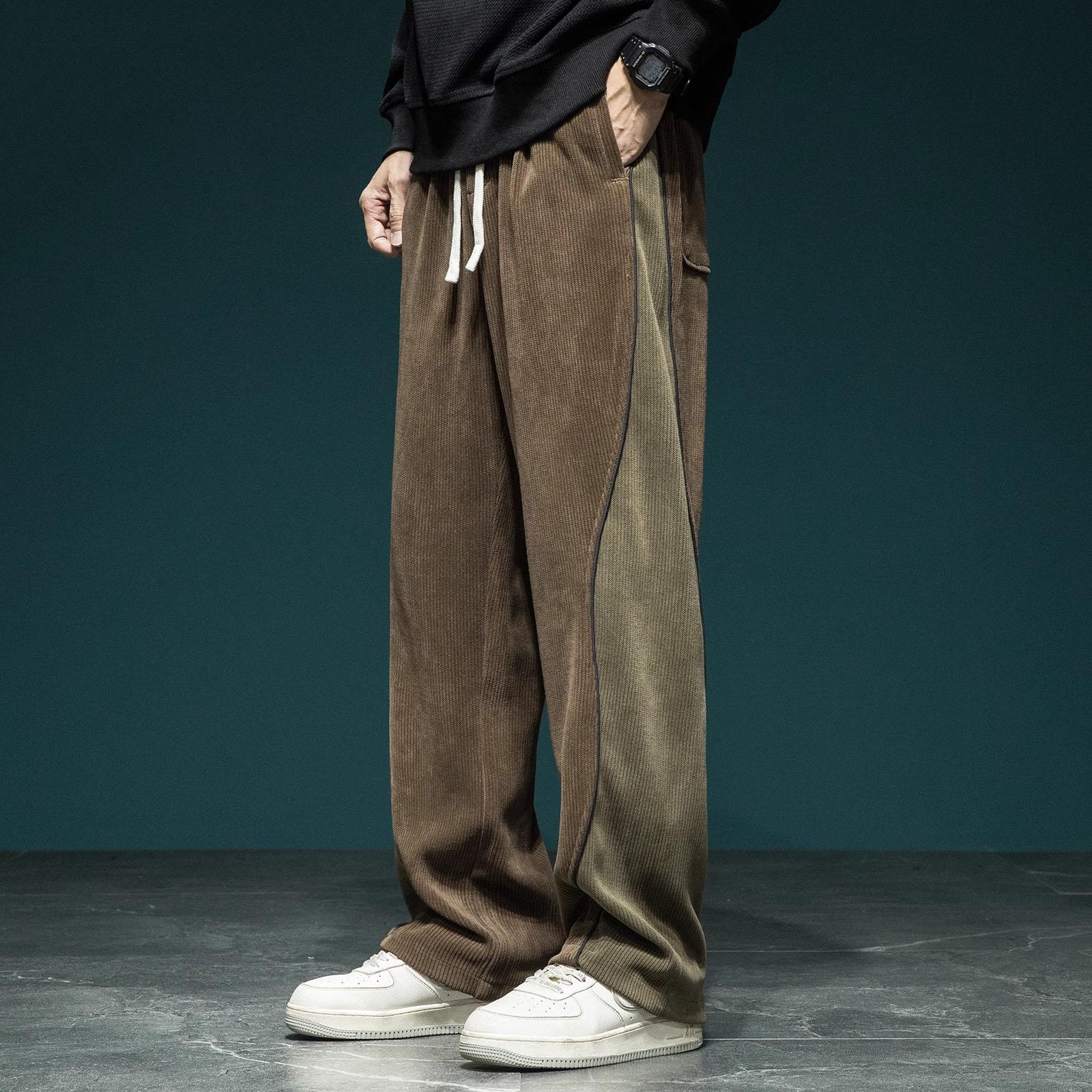 it Afternnaths潮牌雪尼尔灯芯绒卫裤男秋冬美式宽松设计感休闲裤