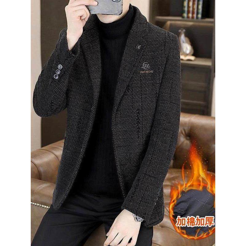 羊毛休闲西装夹克男士冬季时尚天鹅绒加厚修身优雅男士短羊毛西装,男装,西服,淘宝优惠券,粉丝福利购,淘宝优惠卷