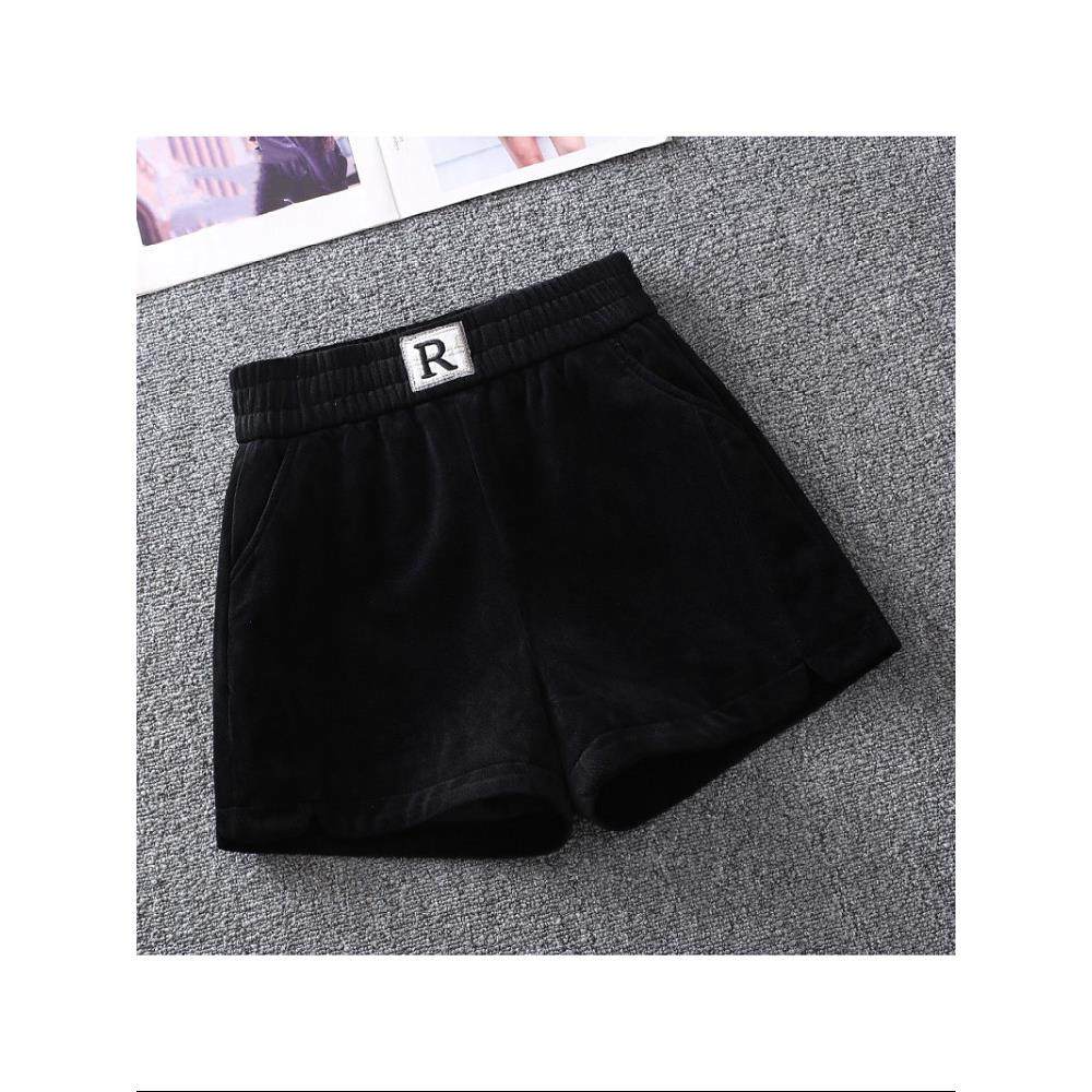 韩国黑色金丝绒短裤女外穿秋季新款高腰松紧时尚休闲阔腿A字靴裤,女装/女士精品,休闲裤,淘宝优惠券,粉丝福利购,淘宝优惠卷