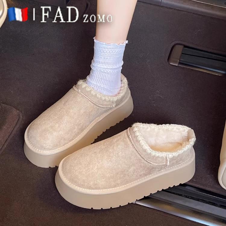 法国Fad Zomo爆款防水防滑厚底雪地靴女2025冬季短筒棉鞋加绒短靴