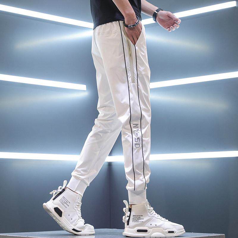 Joks Priit夏季男士薄款休闲裤轻奢时尚冰丝速干束脚运动裤九分裤