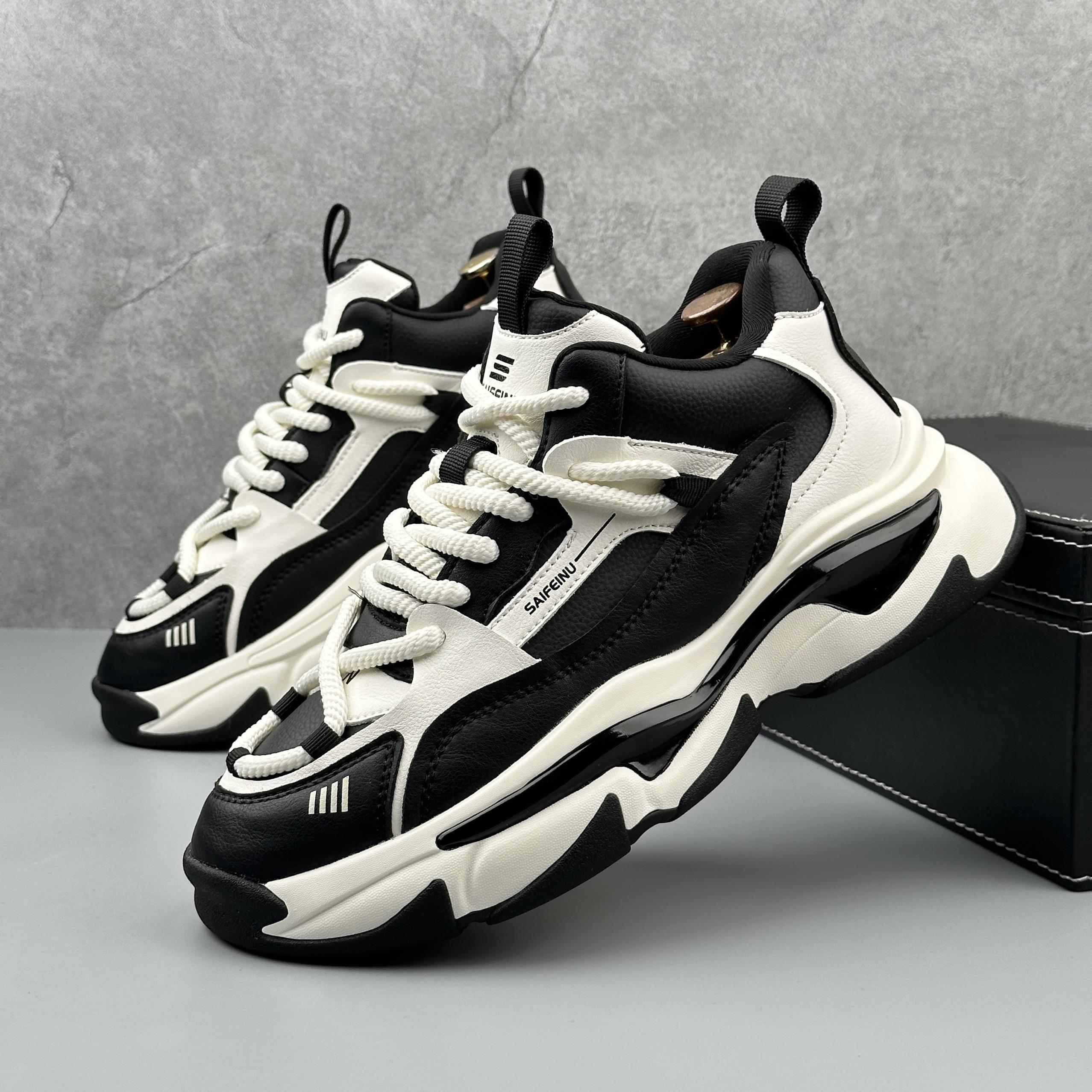 怎么搭都出彩~CKL Backup!休闲拼色设计老爹鞋男厚底内增高小白鞋