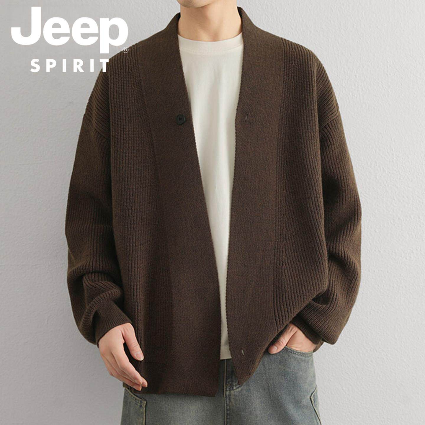 JEEP SPIRIT毛衣外套男春秋季2026新款高端宽松慵懒男士针织开衫