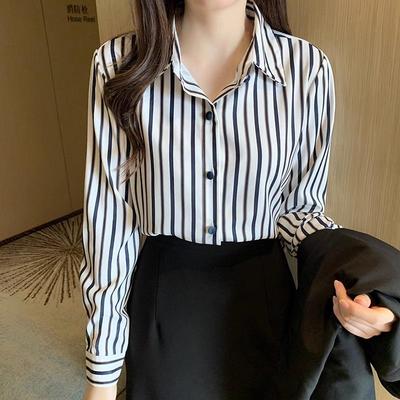 欧洲站休闲职业衬衫女2025新款轻奢高级感春秋冬宽松长袖雪纺上衣