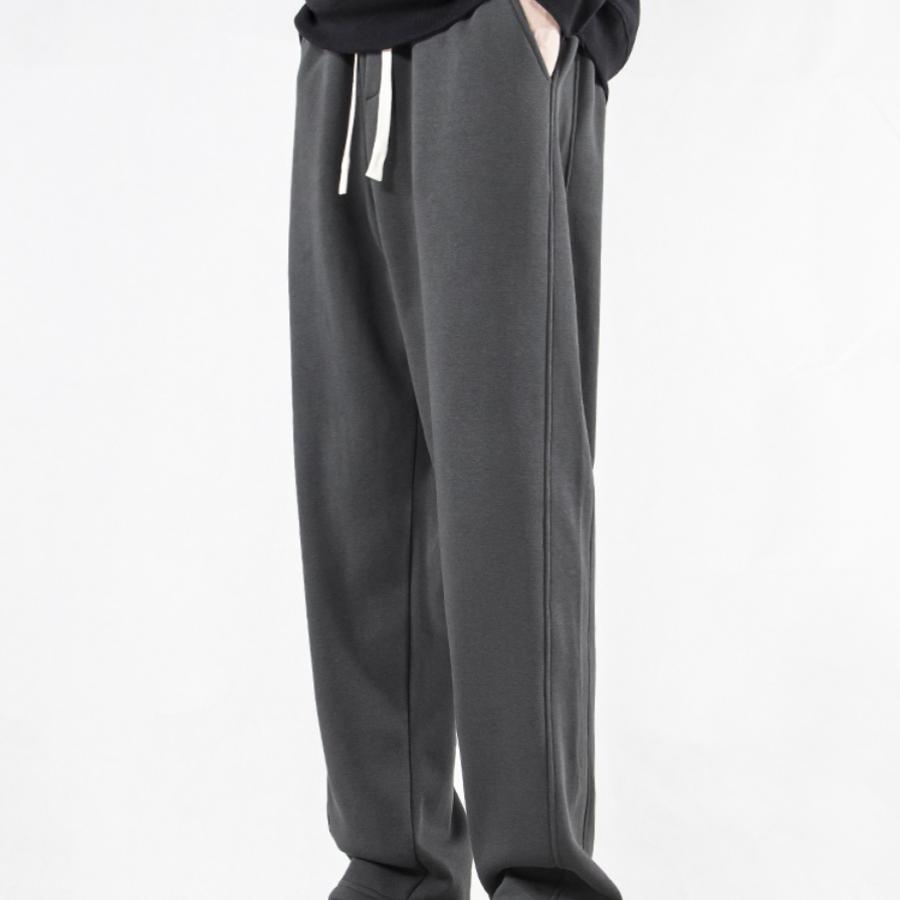 DGVV运动裤男秋冬季新款宽松加绒加厚潮流针织美式休闲直筒裤子