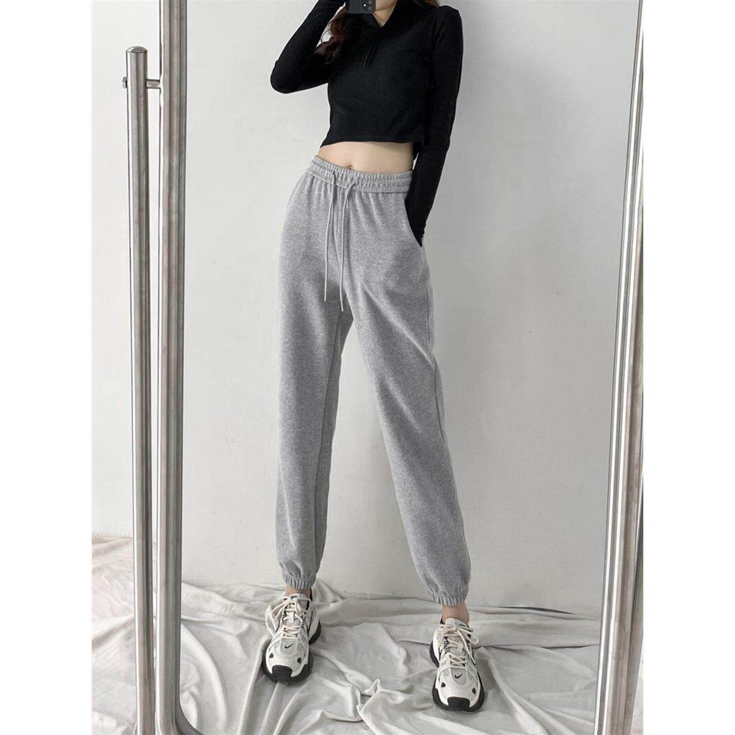 2025夏季新款灰色运动裤女束脚宽松休闲 小个子显瘦卫裤九分哈伦