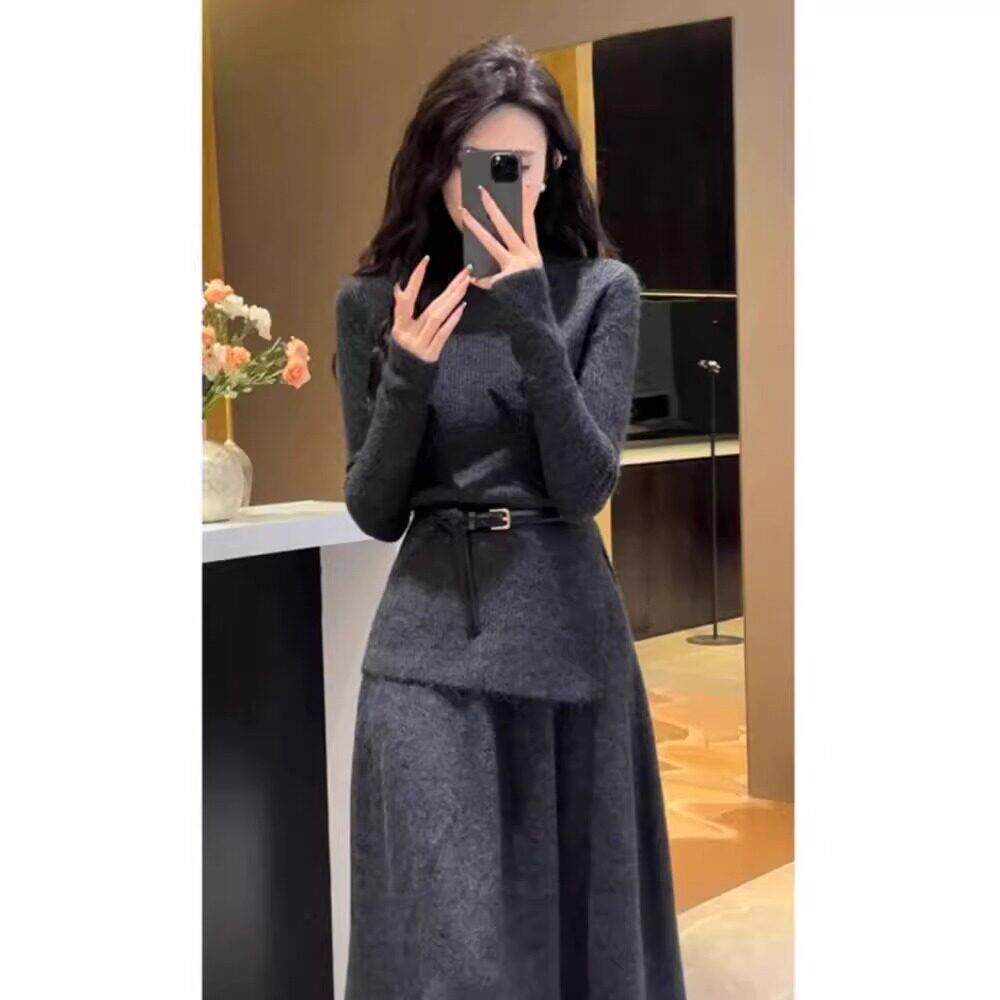 欧洲站秋冬2025新款女装气质名媛裙子高级感套装半身裙针织两件套