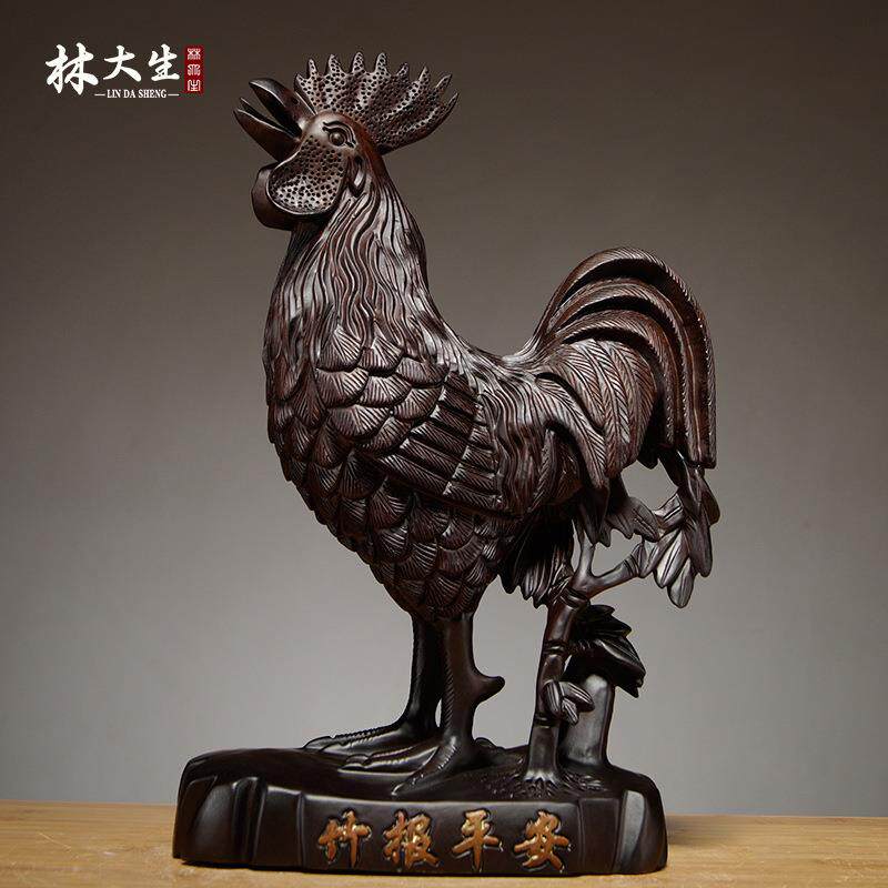 黑檀木公鸡实木质动物十二生肖鸡雕刻摆件家居客厅摆设装饰工艺品