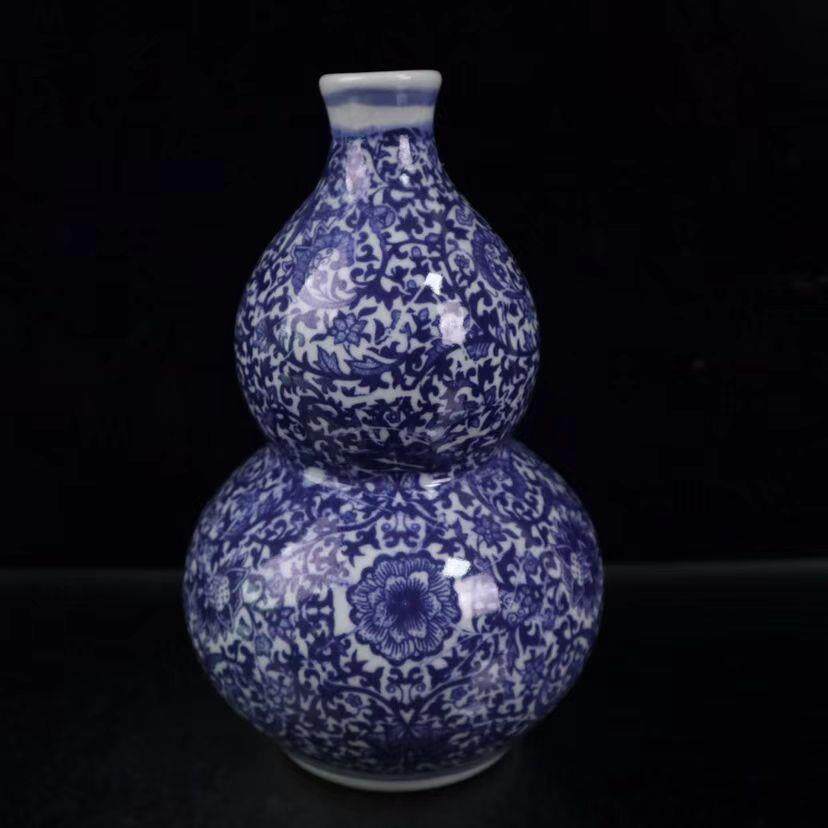 厂古玩杂件瓷器仿古青花绿釉天球花瓶冬瓜瓶竹节笔筒纯手工
