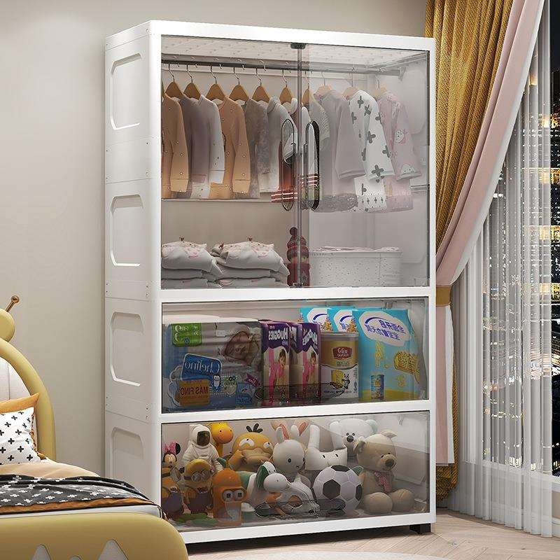家用开放式多功能收纳柜80面宽衣柜衣帽间婴儿衣物收纳架挂衣架子