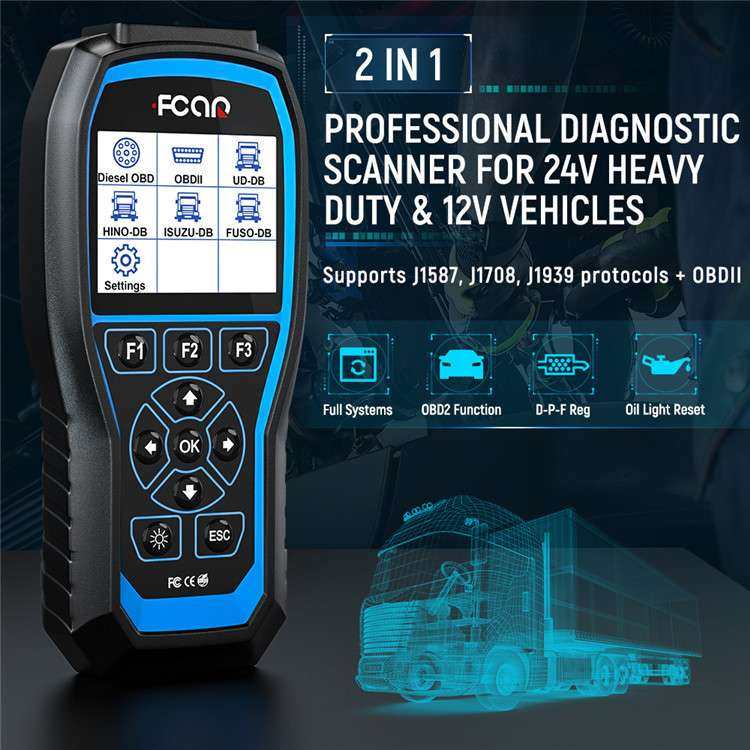 FCAR F506 Pro 重型柴油卡车扫描仪DPF再生汽车2合1 OBD2诊断工具
