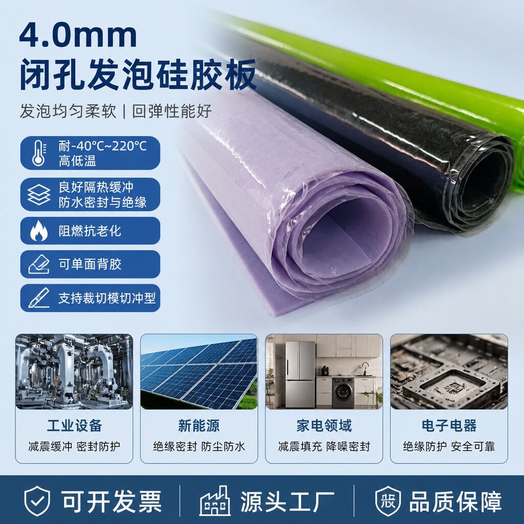 发泡硅胶板耐高温耐低温密封垫加工打孔减震缓冲多孔硅胶4.0mm