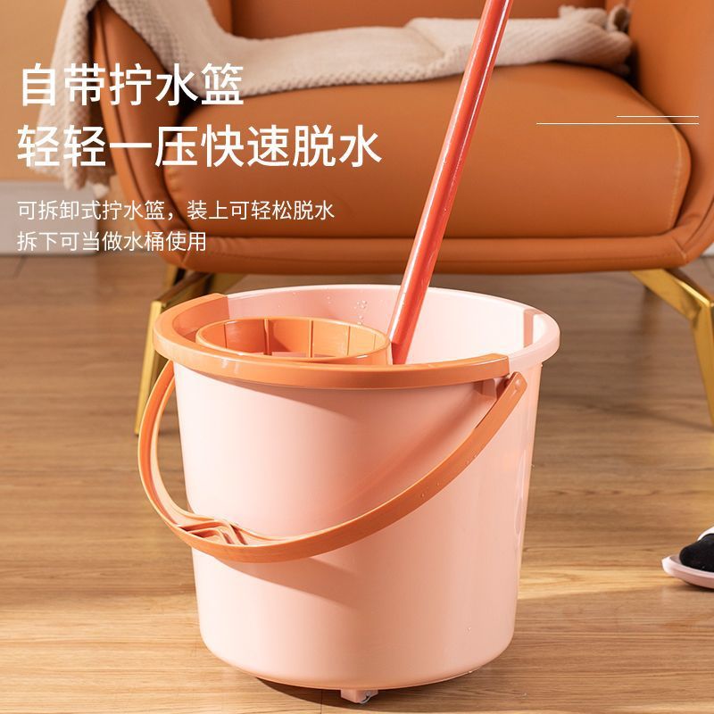 带轮子家用加厚拖地拖把桶塑料旋转拧水墩布单桶手动挤水桶地拖桶