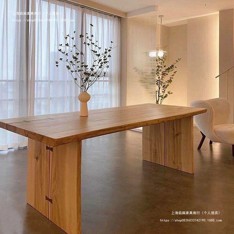 白蜡双拼大板茶桌原木自然简约家用餐桌民宿设计岛台桌办公桌