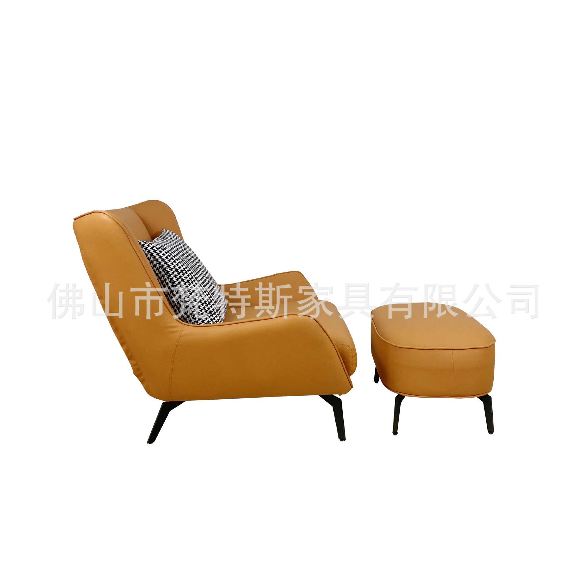 北欧单人沙发椅意式极间小户型客厅书房老虎椅加脚踏