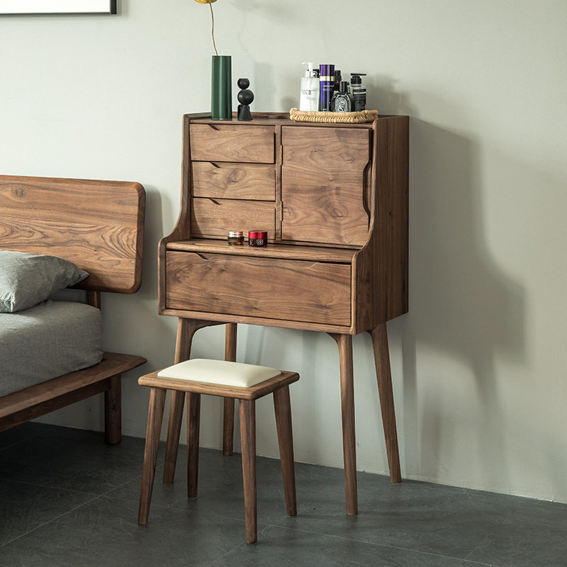 北欧简约黑胡桃木梳妆台全实木现代小户型卧室化妆台收纳柜床边柜,电子元器件市场,电线扎带/束线带,淘宝优惠券,粉丝福利购,淘宝优惠卷