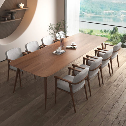 北欧大型办公实木会议桌长条办公桌椅组合条形长桌简约接待培训桌