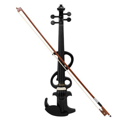 新款黑色电子小提琴初学者演奏电声小提琴乐器全套配置