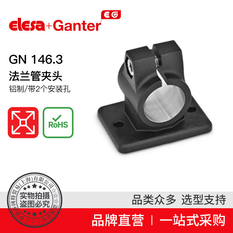 ElesaGanter伊莉莎冈特GN146.3法兰管夹头铝制带2个安装孔
