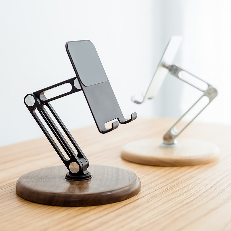 实木可升降手机桌面支架平板调节360度可旋转懒人家用支撑架